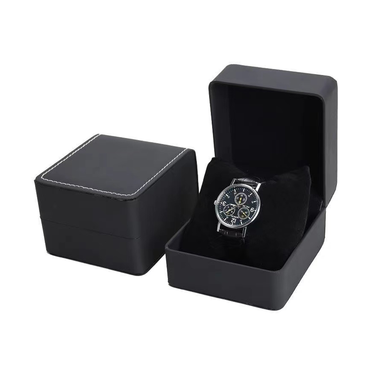 Men Accessories Organiser - Lnofxas ブラック シングルウォッチ ギフトボックス 枕付き PUレザー腕時計ディスプレイケースオーガナイザー