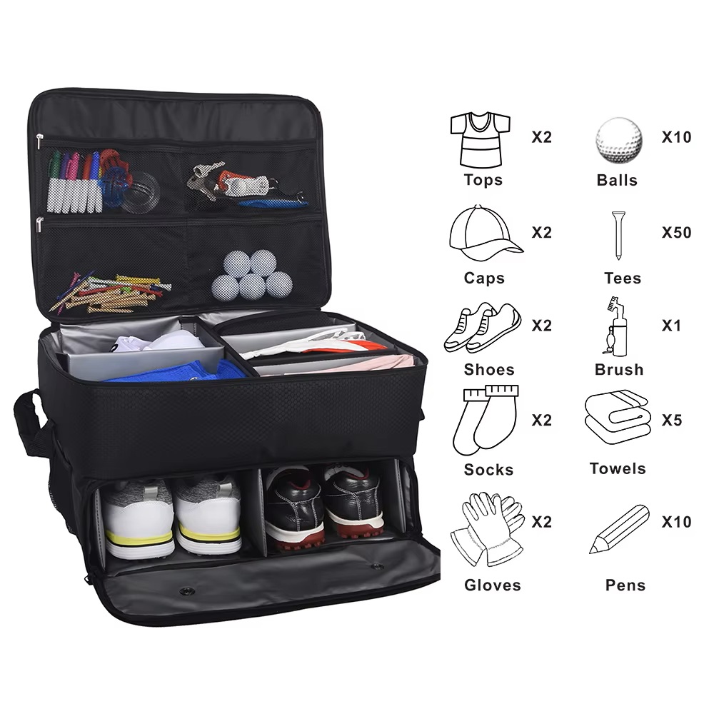 Men'S Accessories Golf - ゴルフトランクオーガナイザー オックスフォードシューズコンパートメント 防水 大容量 車用収納バッグ スポーツアクセサリー