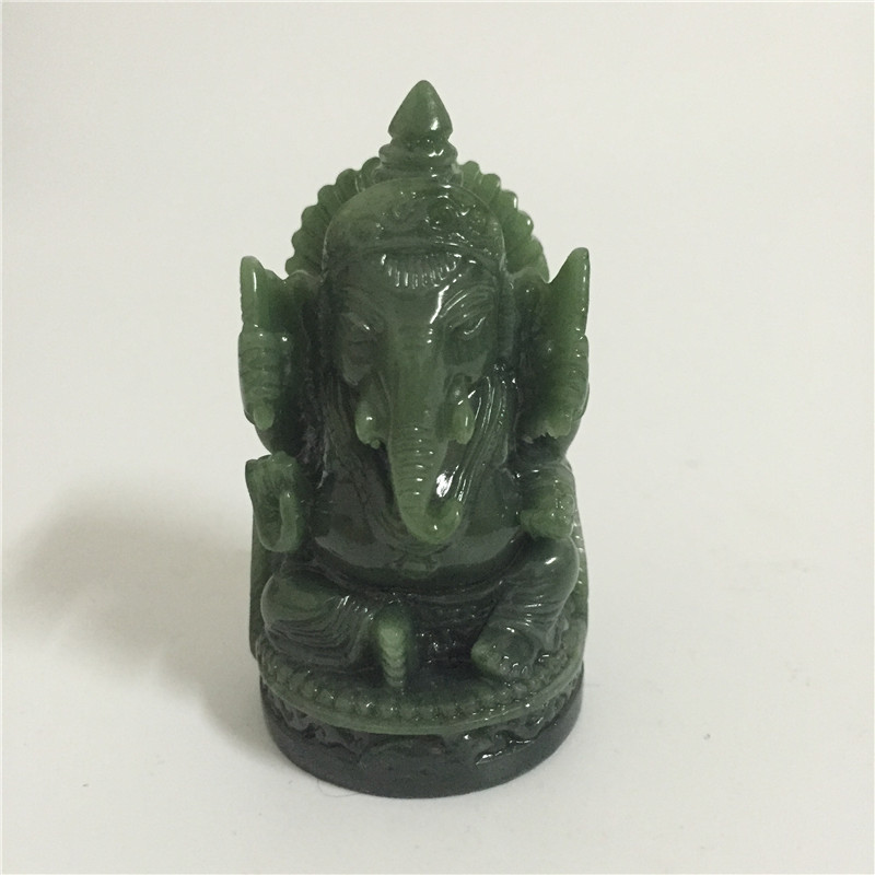 Men Accessories India - ガネーシャ仏像象神彫刻ガネーシャ置物人工翡翠石庭家の装飾アクセサリー彫像