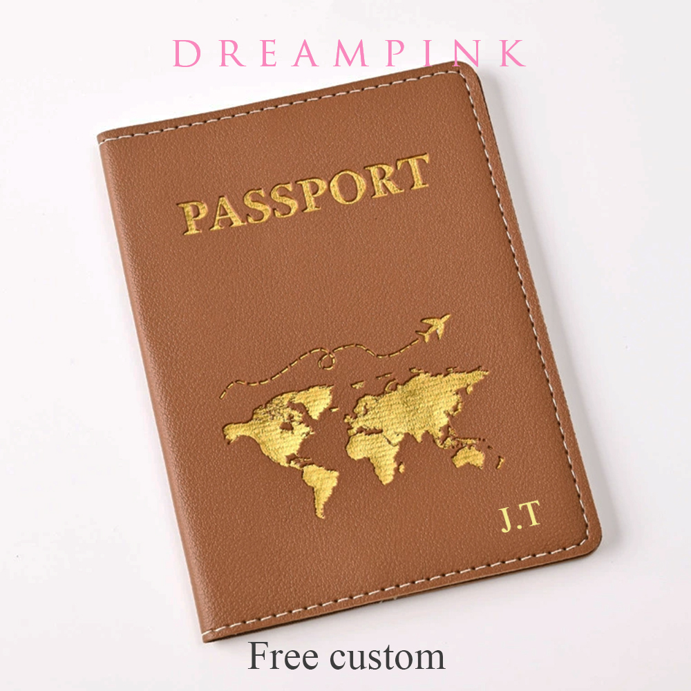 Men Accessories Name - カスタム名旅行パスポートカバーゴールドグローバルマップパーソナライズされたイニシャルパスポートホルダー新しい女性男性旅行アクセサリー