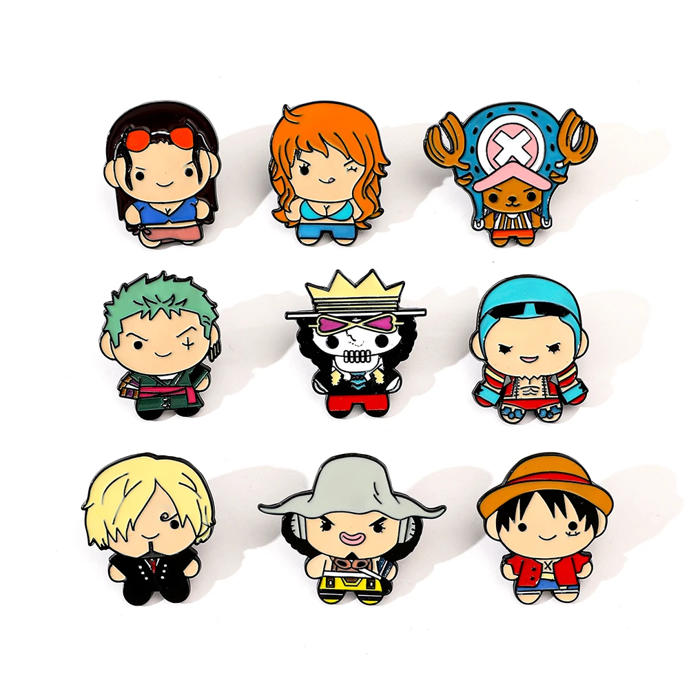 Lapel Pin Enamel - 9 個クリエイティブ漫画ブローチアニメワンピースエナメルピン金属バッジジュエリー衣類バックパックアクセサリー友人へのギフト