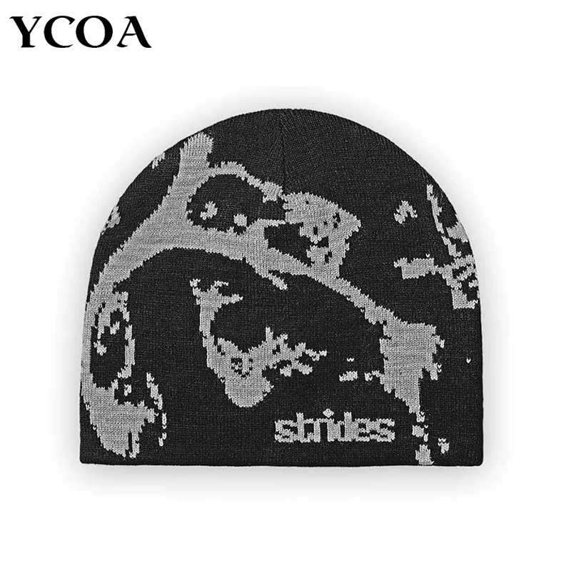 Men Accessories Aesthetic - 男性ビーニーストライドスプラッタービーニー韓国 Wnter ニットヴィンテージ Y2k 帽子ストリートウールキャップファッション美的ユニセックスアクセサリー