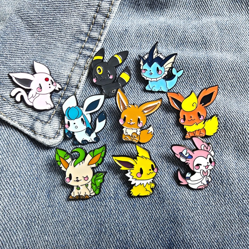 Lapel Pin Enamel - ホット9個入りアニメエルフブローチセット イーブイエナメルピン ファッションメタルバッジ ジュエリー 衣類やバックパックアクセサリー用 ファンへのギフト