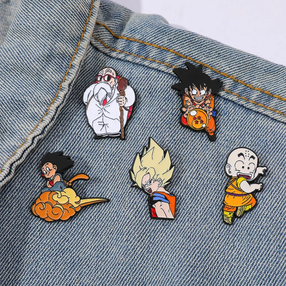 Lapel Pin Enamel - 5個入り クラシック人気アニメブローチ ​ 孫悟飯クリエイティブエナメルピンメタルバッジジュエリー衣類バックパックアクセサリーギフト