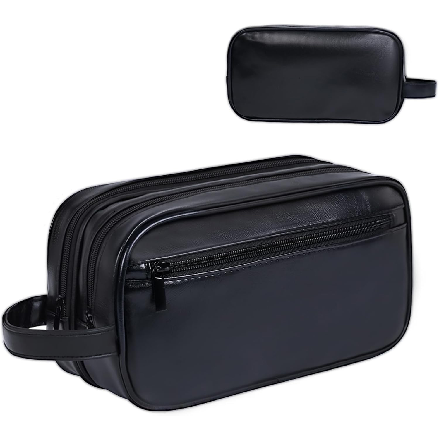 Men Accessories Kit Bag - メンズ大型トラベルドップキット、トイレタリーバッグ、PUレザー、防水、吊り下げ式オーガナイザー、シェービング、バスルームアクセサリー付き