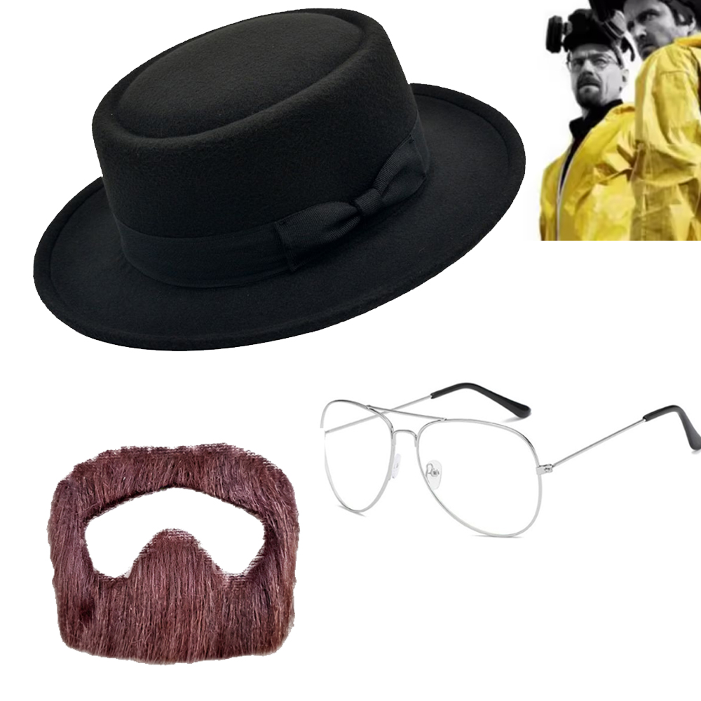 Men'S Accessories Glasses - ウォルター・ホワイト コスプレ ひげ 帽子 メガネセット コスチューム小道具