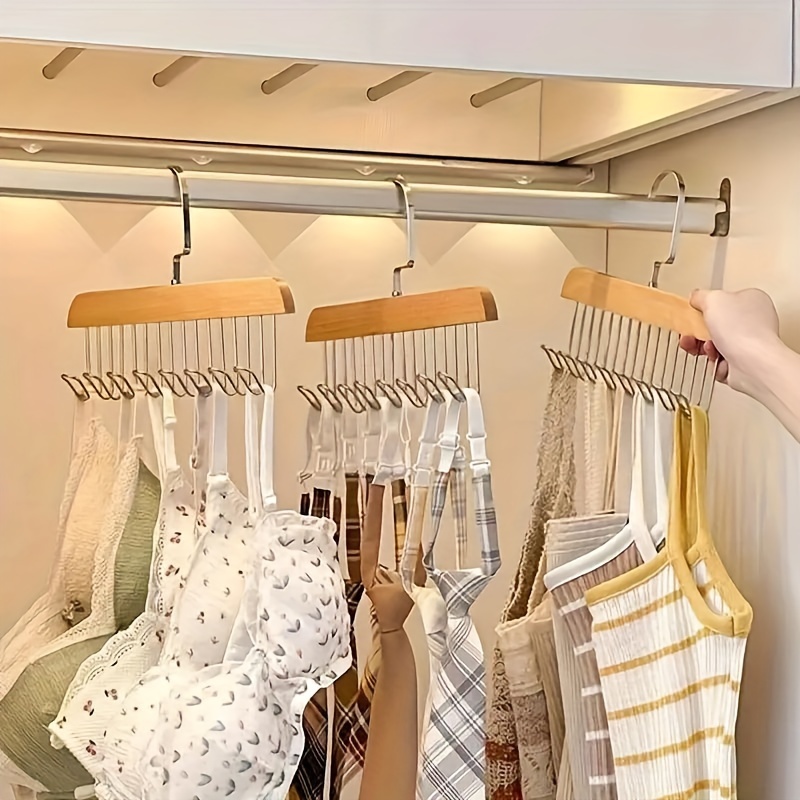 Men'S Accessories Wardrobe - 木製ベルトハンガー,衣類収納ケース,家庭用ワードローブ収納アクセサリー,スカーフ収納オーガナイザー,8フック