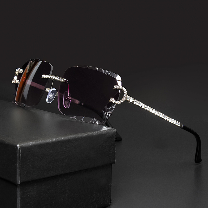 Men'S Accessories Glasses - ファッションリムレススクエアサングラスヴィンテージダイヤモンドブランドデザインカットレンズサングラス男性女性メタルフレーム高級 UV400 メガネ