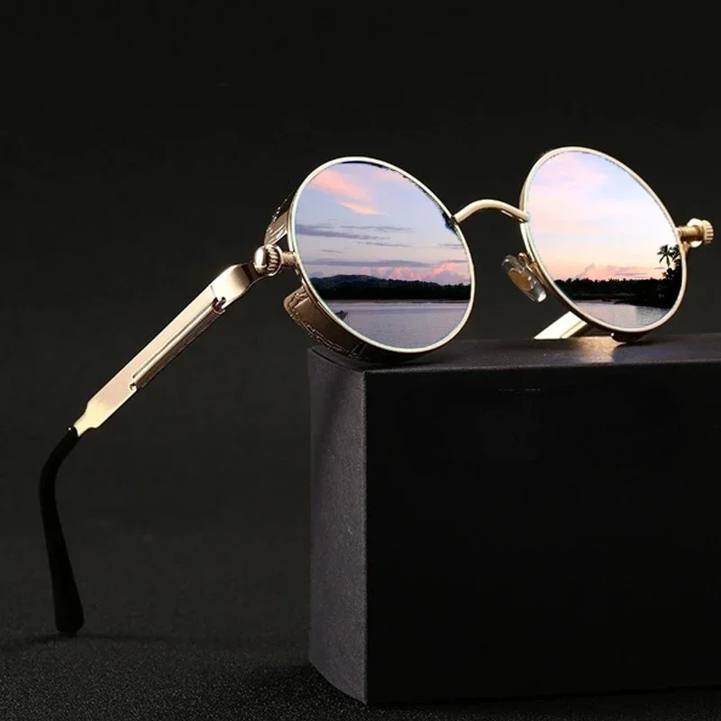 Men'S Accessories Glasses - ファッションスポーツクラシックサングラス スチームパンクアイウェア メンズ＆レディース レトロラウンドメタルフレームサングラス