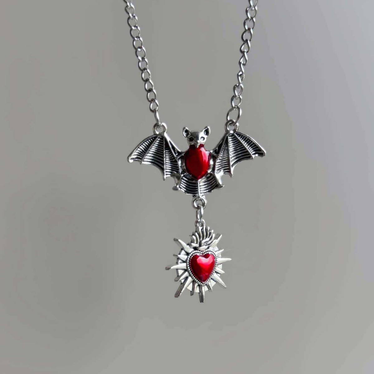 Men'S Victorian Accessories - スパイクハートバットネックレス、ゴシックジュエリー、ヴィンテージ、魔術アクセサリー、ヴァンパイア、異教、ビクトリア朝、チョーカー女性男性用