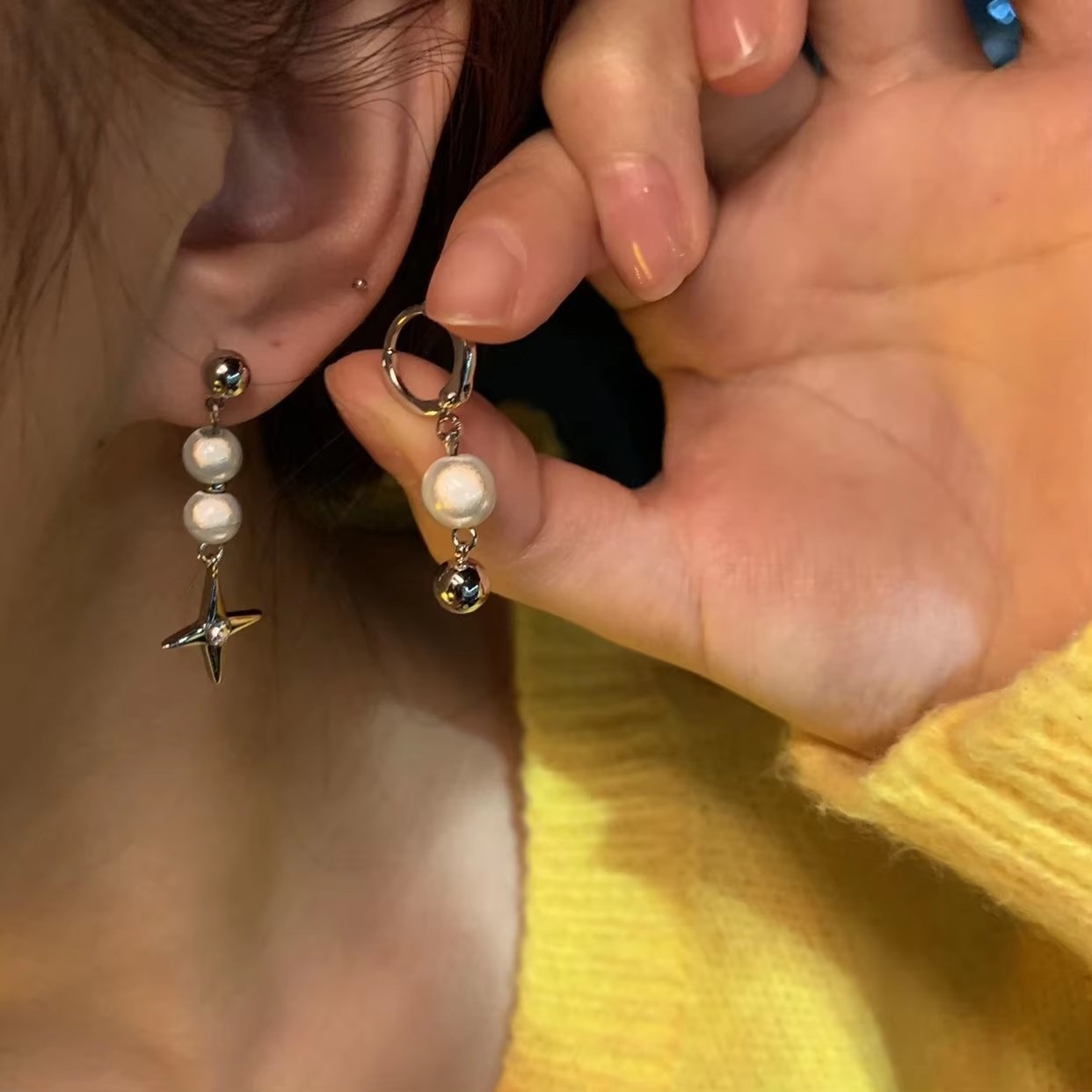 男性と女性のためのクロススターペンダントイヤリング,ゴシック - Men Accessories Aesthetic のレビューと価格