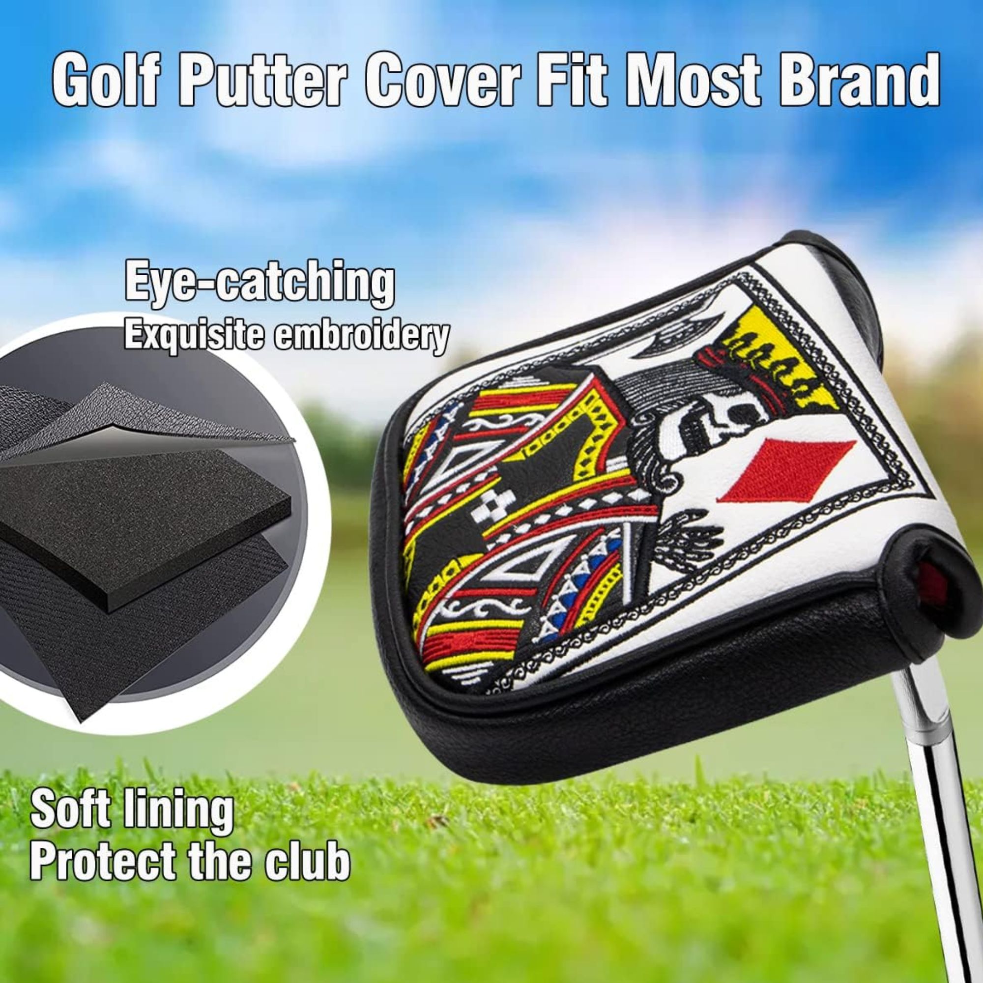 キング・オブ・ハーツ刺繍入りマレットパター、ほとんどのブラン - Men'S Accessories Golf のレビューと価格