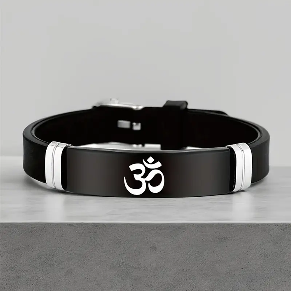 ステンレス鋼インドサンスクリット語 OM ブレスレット男性女 - Men Accessories India のレビューと価格