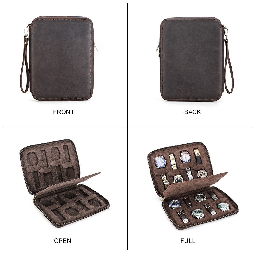 男性用本革トラベル時計ケース,ポータブルウォッチオーガナイザ - Men Accessories Organiser のレビューと価格