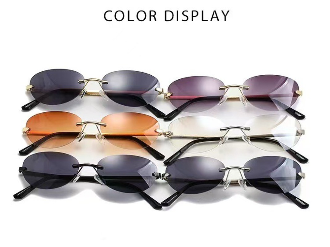 リムレスオーバルサングラス女性小さなオーバルグラデーションメ - Men'S Accessories Glasses のレビューと価格