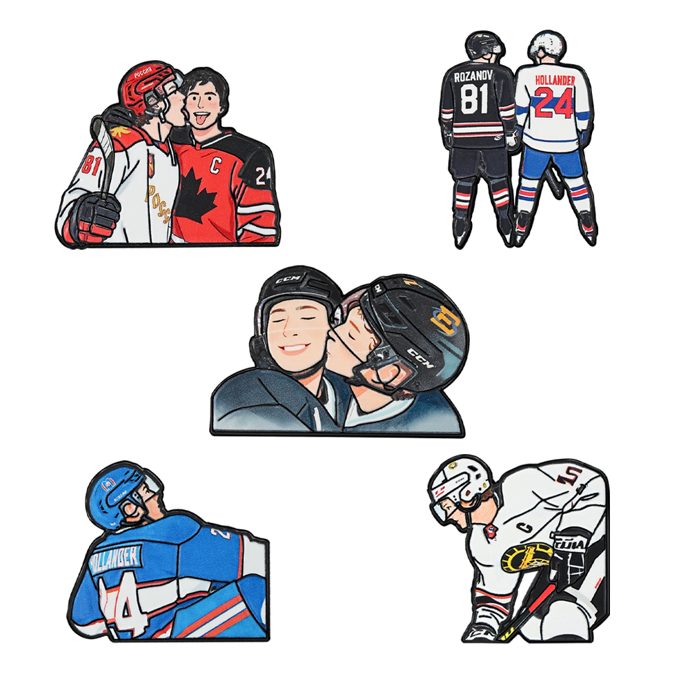 5 個加熱されたライバル漫画アイスホッケー選手ブローチオラン - Lapel Pin Enamel のレビューと価格