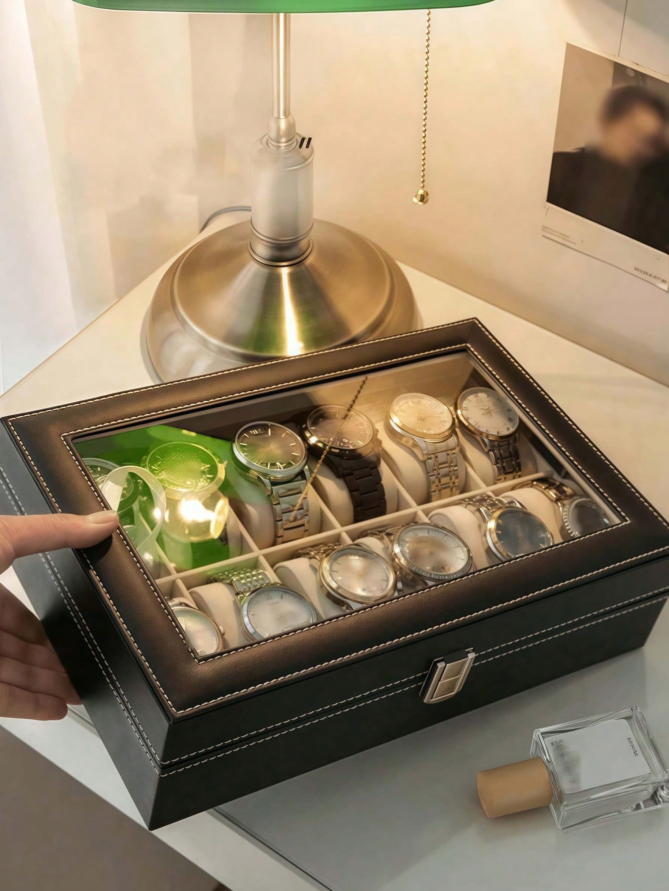 ロック付きレザー時計ボックス、大容量時計ディスプレイケース、 - Men Accessories Organiser のレビューと価格