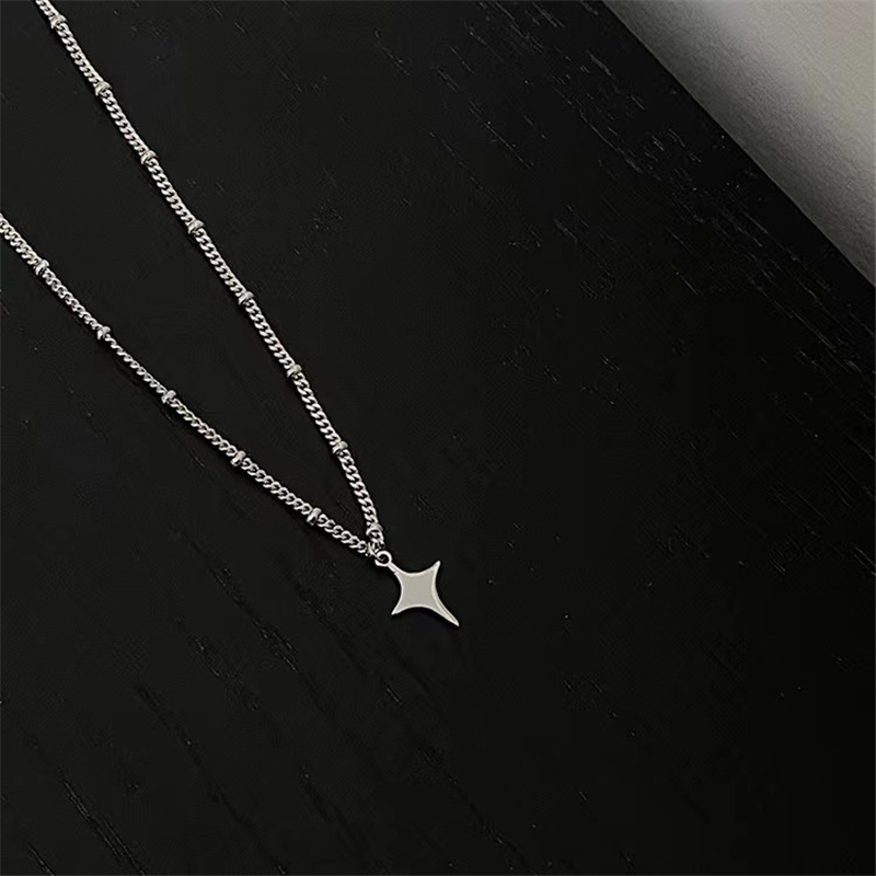 Kpop ゴスシルバーカラースターペンダントチェーンネックレ - Men Accessories Aesthetic のレビューと価格
