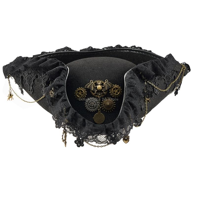 レーストリムバットギア海賊帽子通気性大人のロールプレイヘッド - Men'S Victorian Accessories のレビューと価格