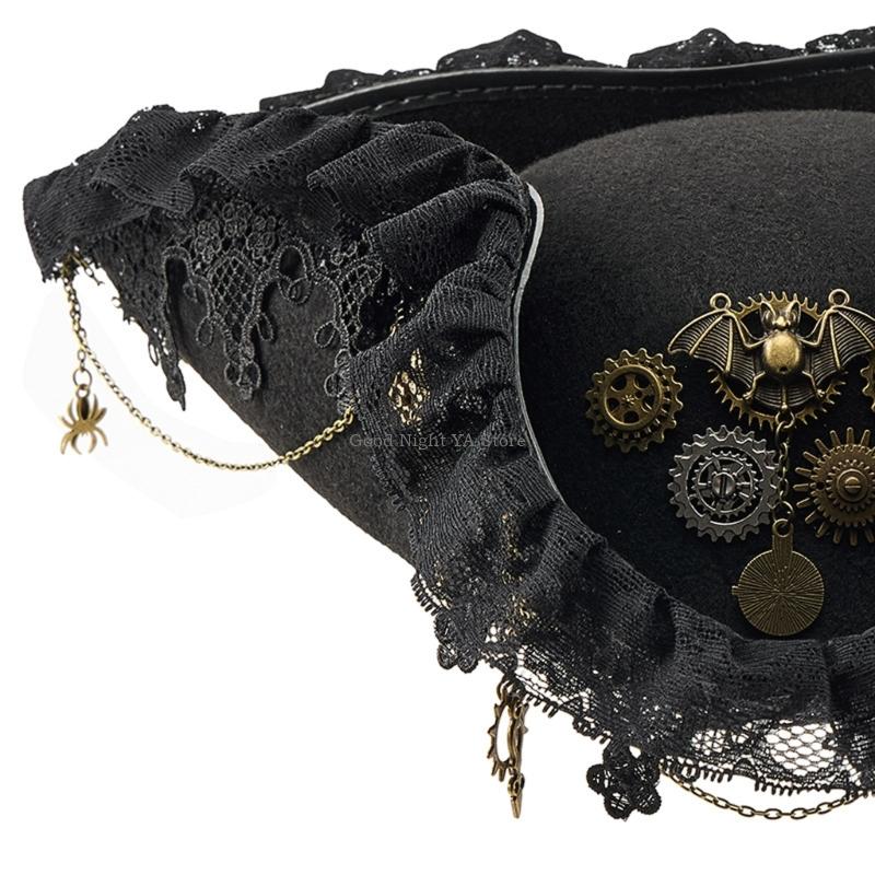 レーストリムバットギア海賊帽子通気性大人のロールプレイヘッド - Men'S Victorian Accessories のレビューと価格