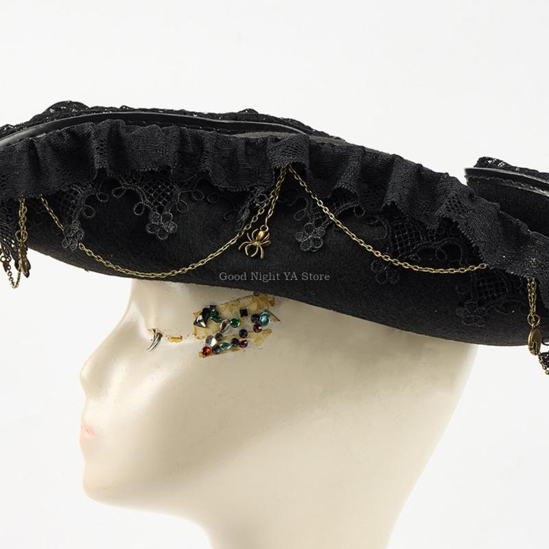 レーストリムバットギア海賊帽子通気性大人のロールプレイヘッド - Men'S Victorian Accessories のレビューと価格