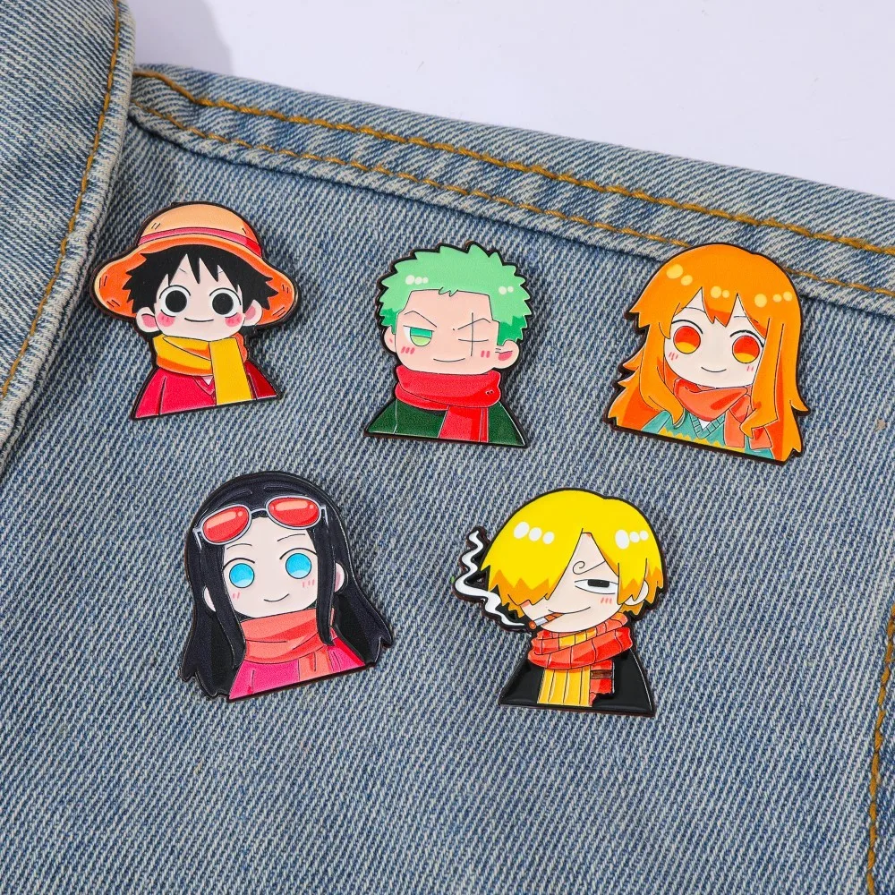5個入り 可愛いアニメ漫画ブローチ 面白いナミ ルフィ ゾロ - Lapel Pin Enamel のレビューと価格