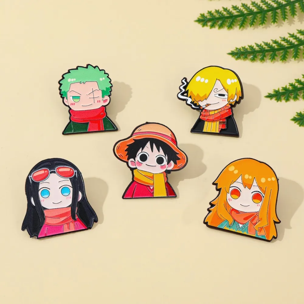 5個入り 可愛いアニメ漫画ブローチ 面白いナミ ルフィ ゾロ - Lapel Pin Enamel のレビューと価格