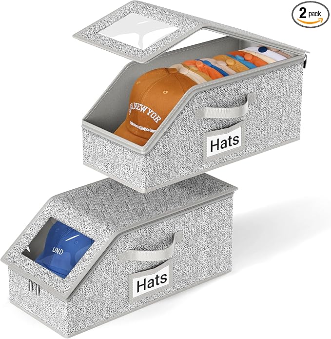 AOODA 2個セット 重ねて使える帽子収納ボックス 野球帽 - Men Accessories Organiser のレビューと価格