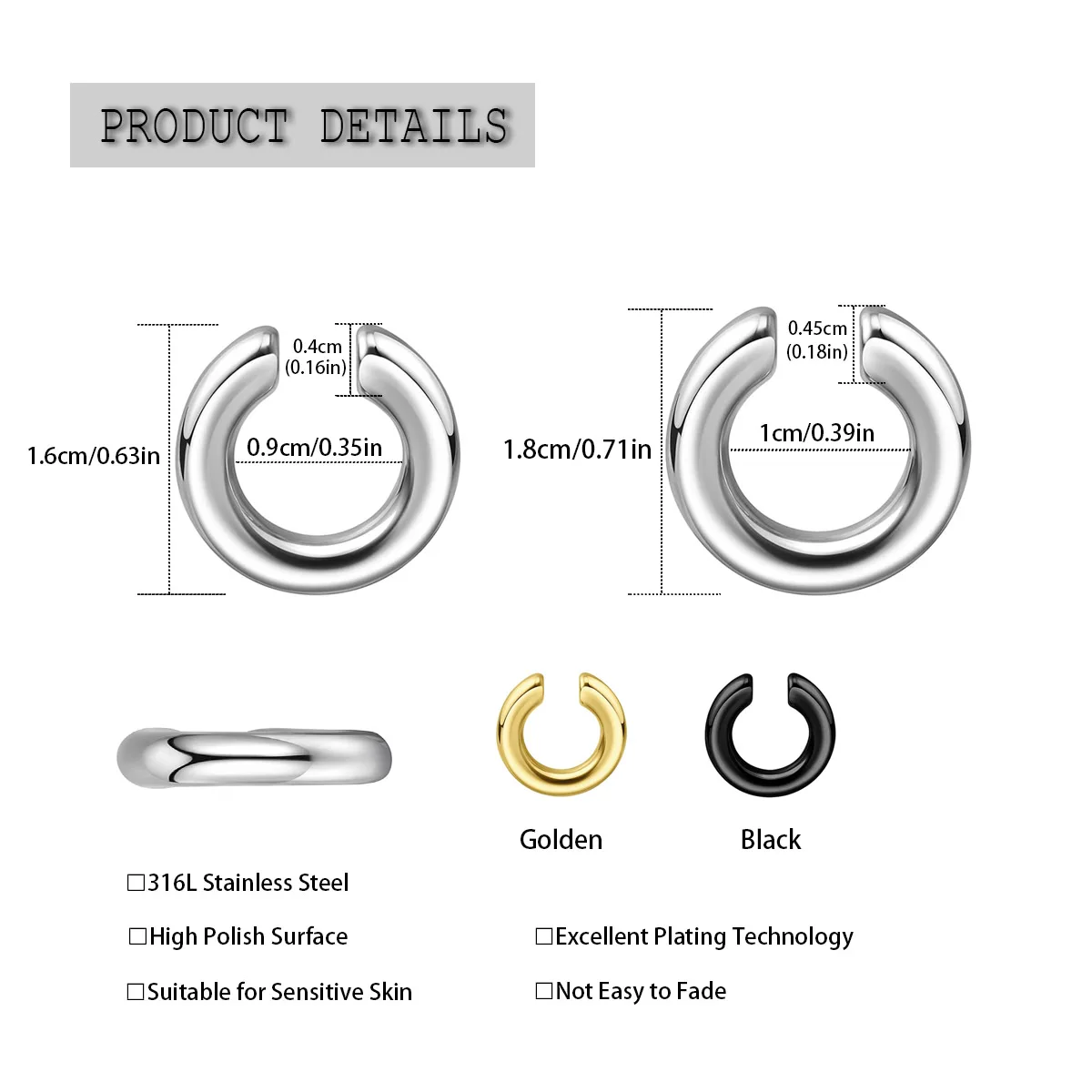 1個入り 大げさなC型ノンピアス鼻リング フェイクピアス ノ - Men'S Accessories Rings のレビューと価格