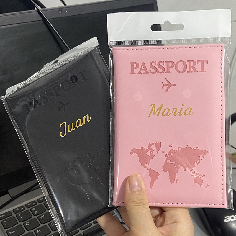 カスタムゴールドカラー名パスポートカバー旅行財布男性女性カス - Men Accessories Name のレビューと価格