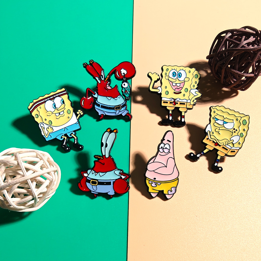 6個セット スポンジ・ボブ スクエアパンツ アニメ漫画ブロー - Lapel Pin Enamel のレビューと価格