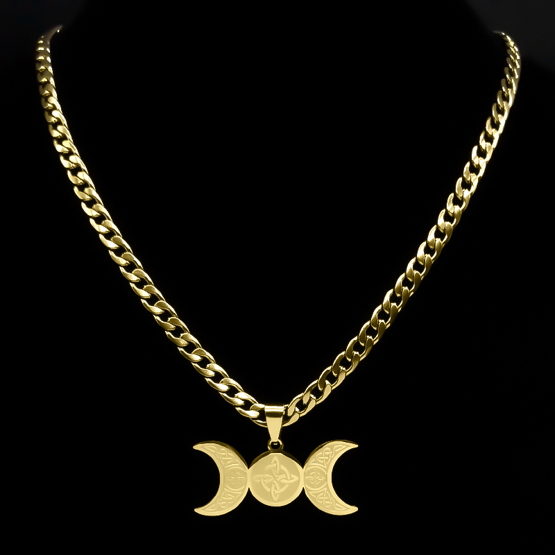 Wicca-男性と女性のためのステンレス鋼のネックレス、クレ - Men Accessories Aesthetic のレビューと価格