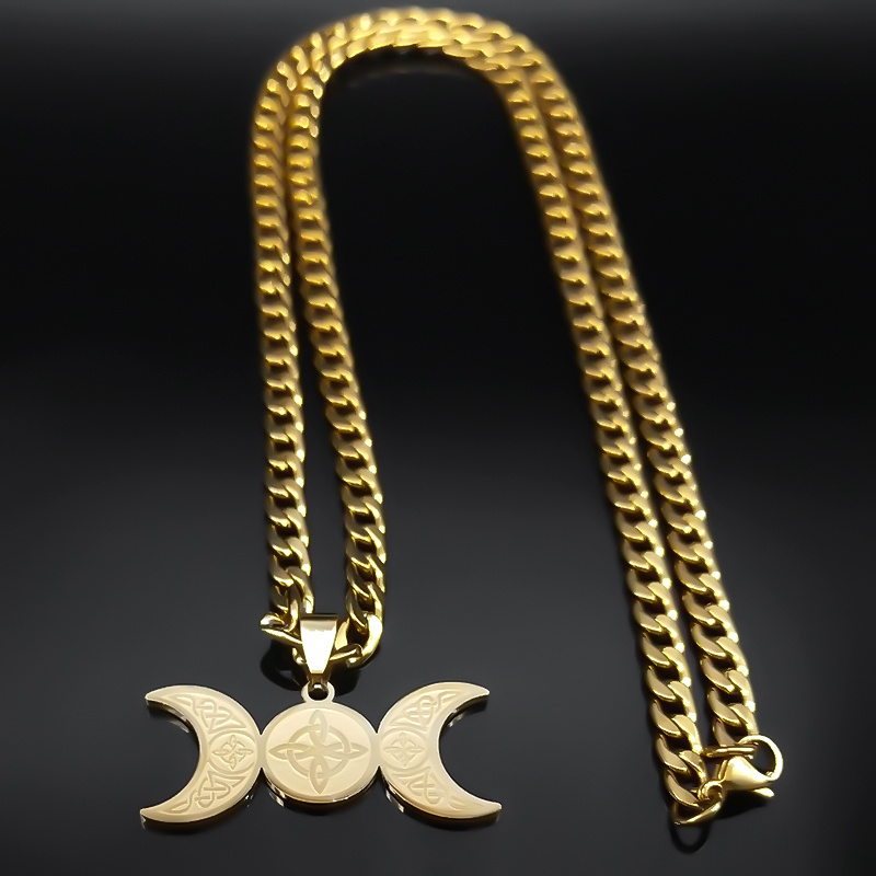 Wicca-男性と女性のためのステンレス鋼のネックレス、クレ - Men Accessories Aesthetic のレビューと価格