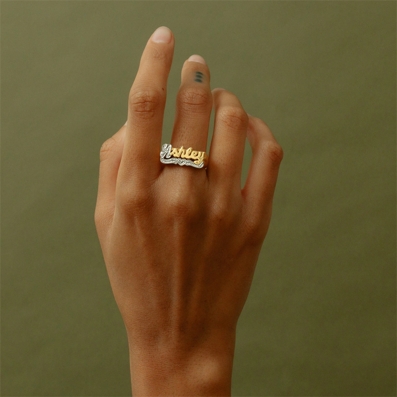 女性と男性のための18カラットの金メッキのリング,カスタマイ - Men Accessories Name のレビューと価格