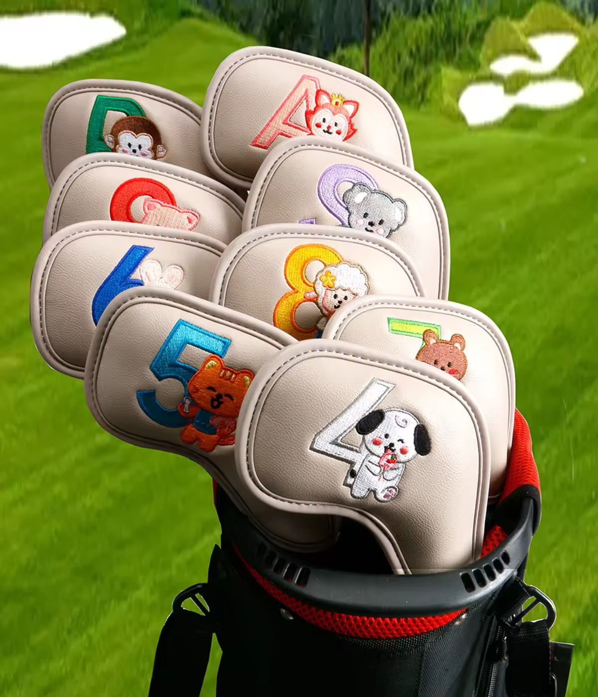 9個入りのかわいい漫画風動物ゴルフアイアンヘッドカバー、PU - Men'S Accessories Golf のレビューと価格