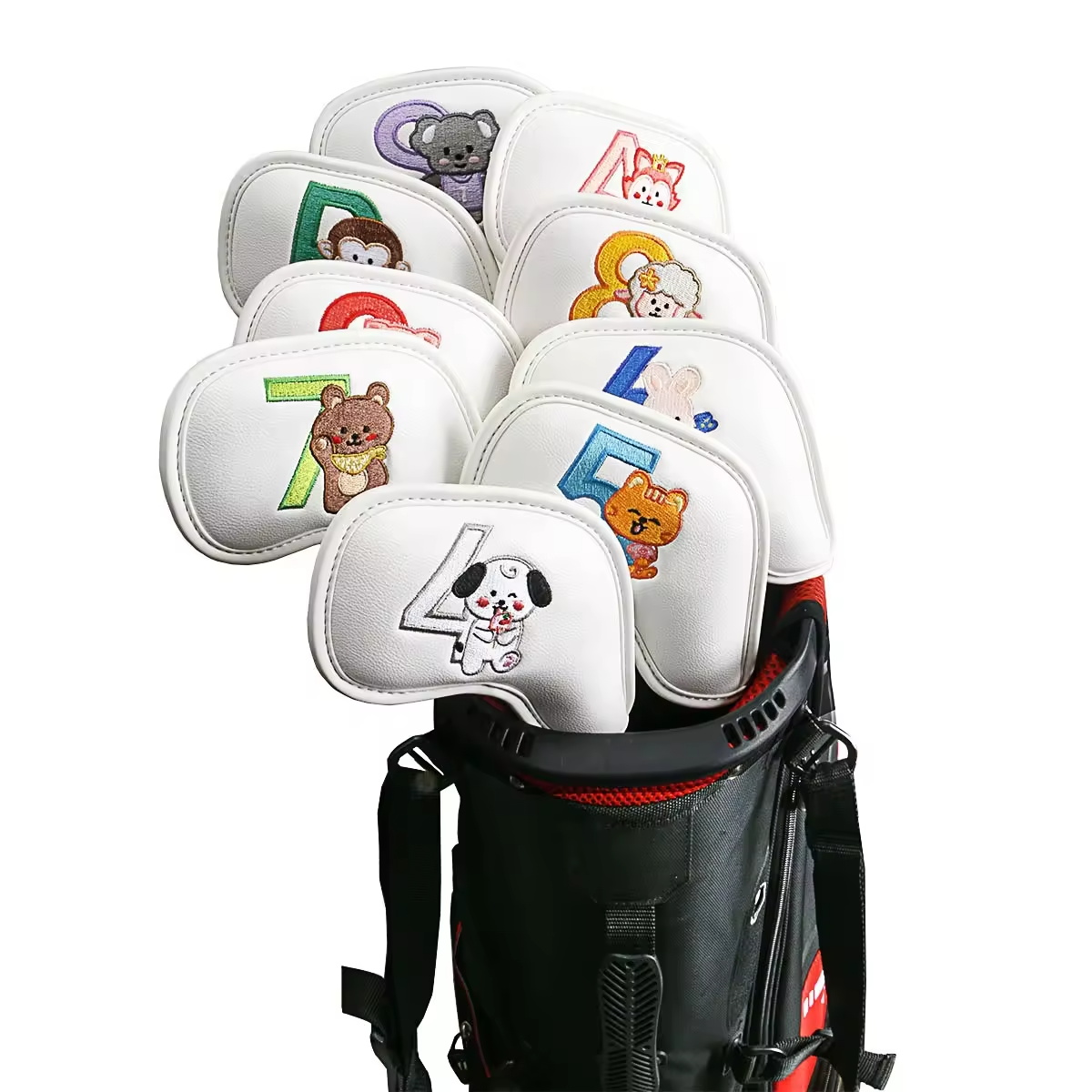 9個入りのかわいい漫画風動物ゴルフアイアンヘッドカバー、PU - Men'S Accessories Golf のレビューと価格