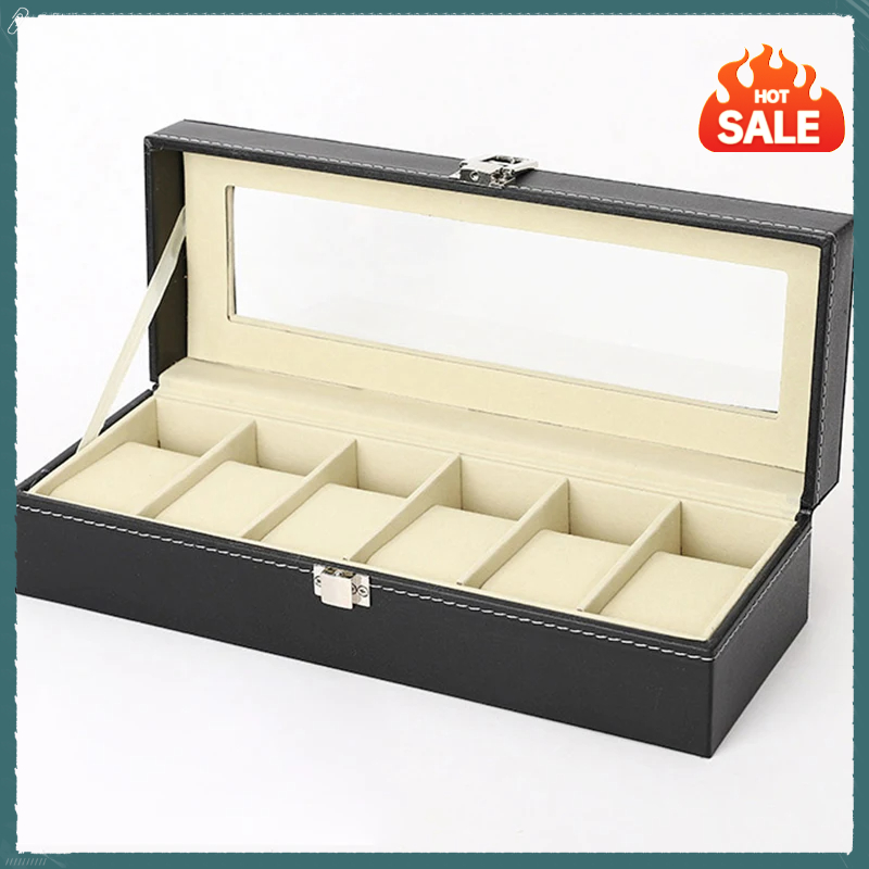 PUレザー製腕時計収納ケース、ガラス蓋付き、男性用腕時計ブラ - Men Accessories Organiser のレビューと価格