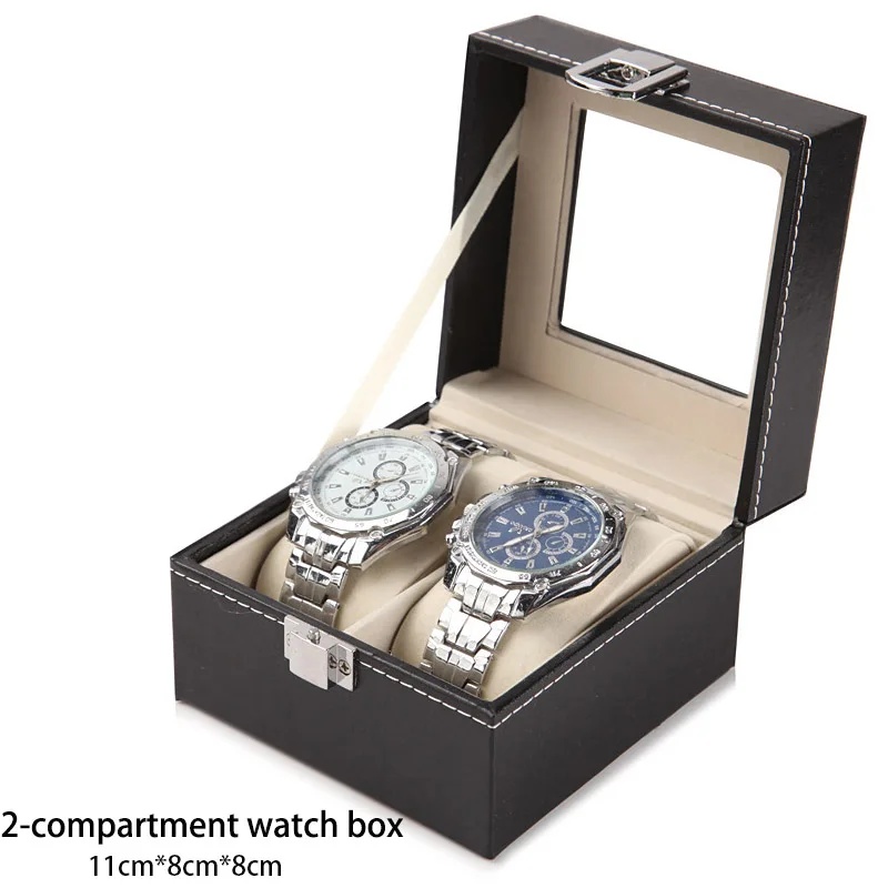 PUレザー製腕時計収納ケース、ガラス蓋付き、男性用腕時計ブラ - Men Accessories Organiser のレビューと価格