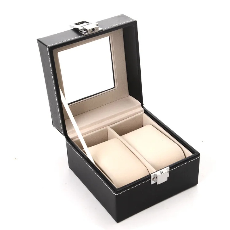 PUレザー製腕時計収納ケース、ガラス蓋付き、男性用腕時計ブラ - Men Accessories Organiser のレビューと価格