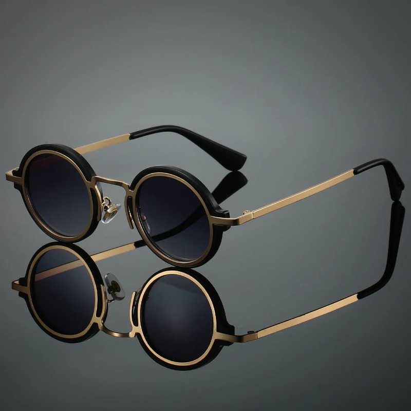 新しいレトロメタルラウンドフレームサングラス男性用高品質眼鏡 - Men'S Accessories Glasses のレビューと価格